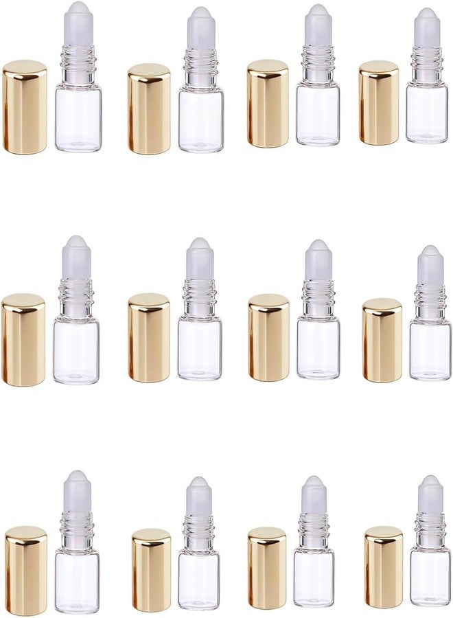 WLngtv 12Pcs Gold Glass Roll-on Bottles for Essential Oils,1ml,Mini Glass Roll on Bottles Roller Refillable Essential Oil Aromatherapy Sample Vials Roller Container,Refillable Cosmetic Roller Bottles - Image 1